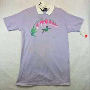 Vintage Hanes Beefy Graphic T-shirt Sz L Purple Cotton 90s Casual Y2K Coquette